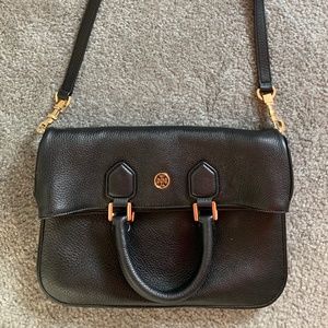 Tory Burch Robinson Fold-Over Messenger Bag, Black